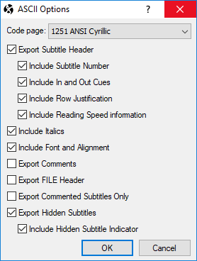  ASCII Export Configuration