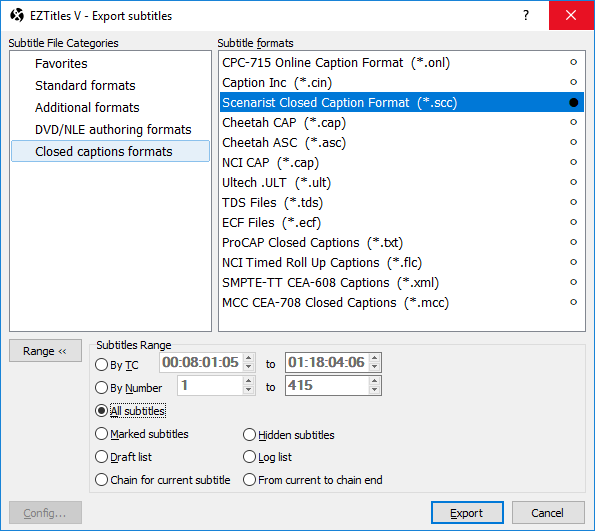  Export Closed Captions files