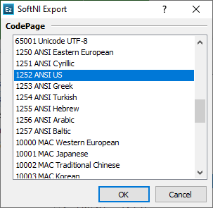  SoftNI (.sub) export configuration