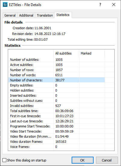  File Details – Statistics Tab 