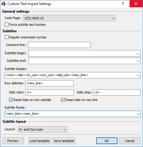  Custom Text Import Settings