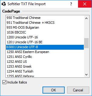  Softitler TXT import configuration