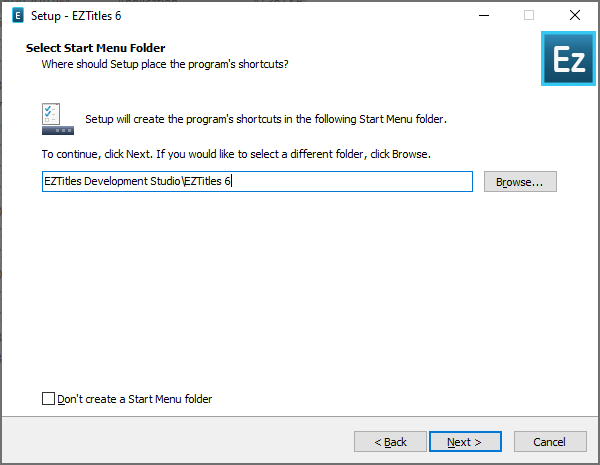 Start Menu folder selection