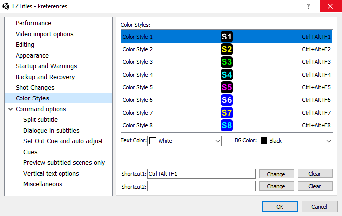  Preferences - Color Styles