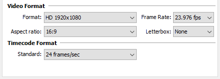  Video Format and TimeCode Format